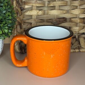 Bright Orange Speckled Mug ☕ Campfire Style Coffee Cup Rustic Kitchen